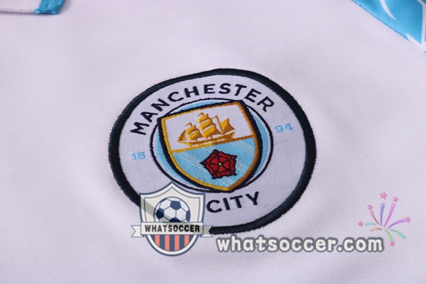 Training Polo Set Manchester City + Pants White Blue 2020-2021