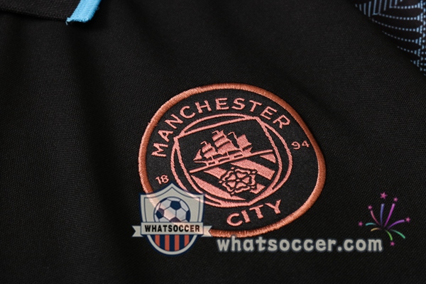 Training Polo Set Manchester City + Pants Black 2020-2021