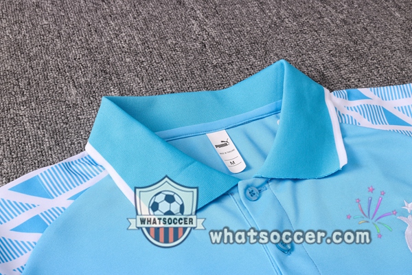 Training Polo Set Olympique de Marseille + Pants Blue White 2020-2021