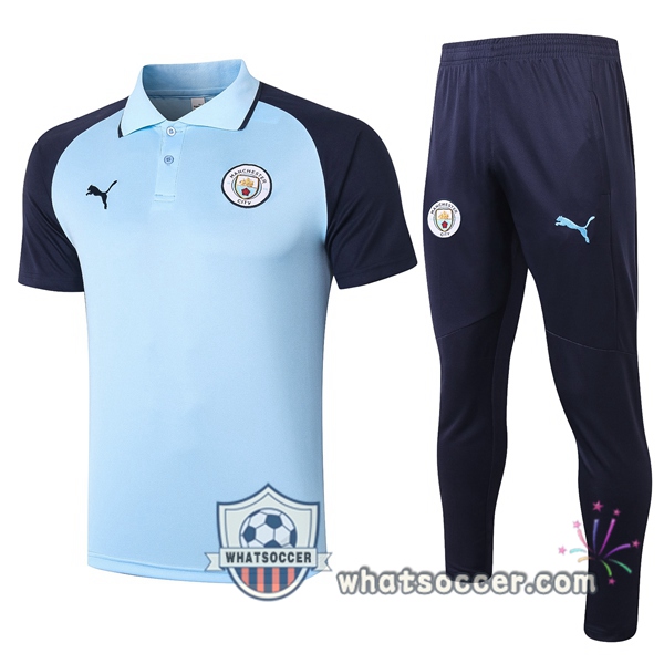 Training Polo Set Manchester City + Pants Blue 2020-2021