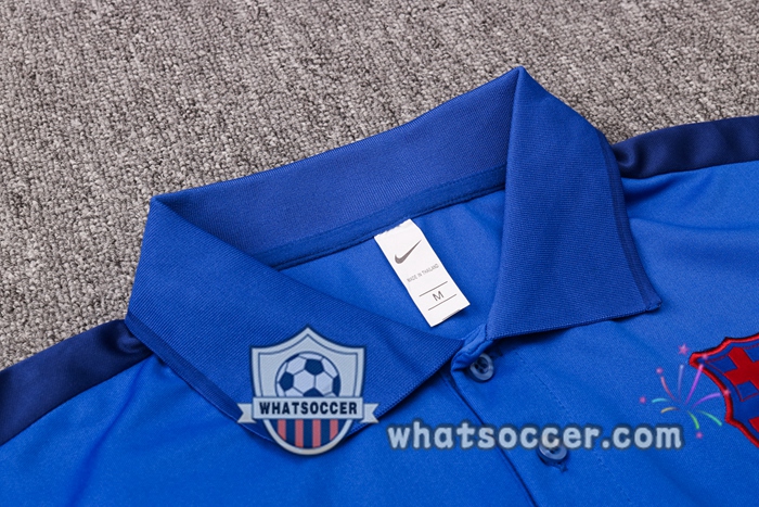Training Polo Set FC Barcelona + Pants Blue 2020-2021