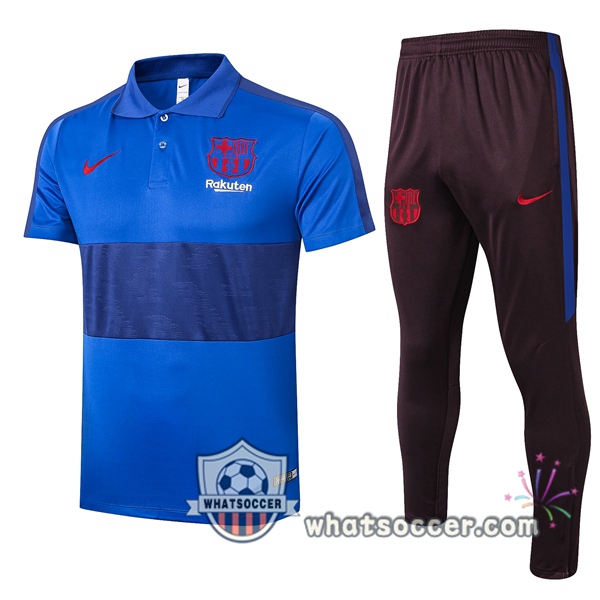 Training Polo Set FC Barcelona + Pants Blue 2020-2021