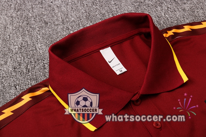 Training Polo Set AS Roma + Pants Dark Red 2020-2021