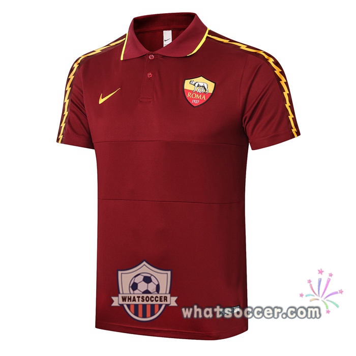 Training Polo Set AS Roma + Pants Dark Red 2020-2021
