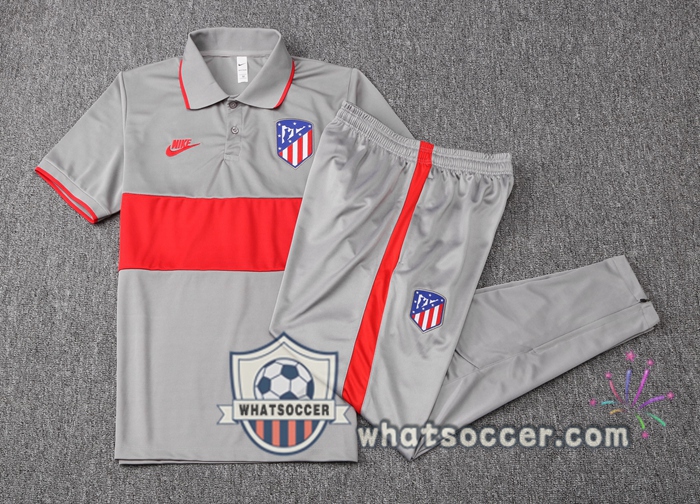 Training Polo Set Atletico Madrid + Pants Gray Red 2020-2021