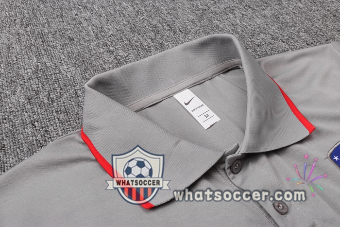 Training Polo Set Atletico Madrid + Pants Gray Red 2020-2021