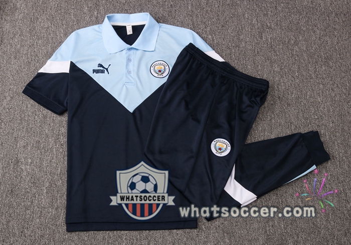 Training Polo Set Manchester City + Pants Blue 2020-2021