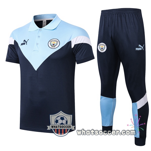 Training Polo Set Manchester City + Pants Blue 2020-2021