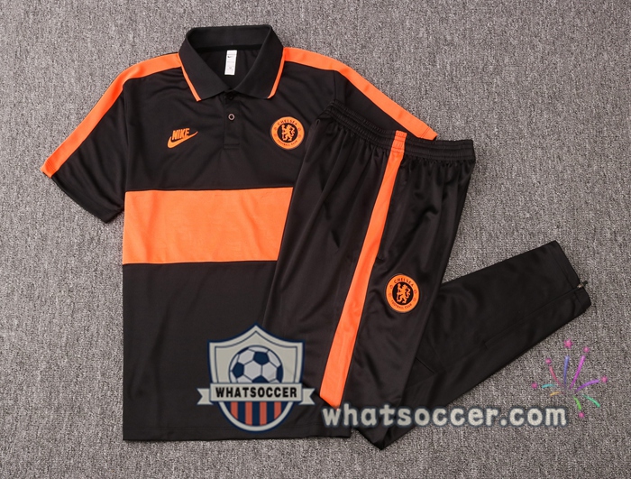 Training Polo Set FC Chelsea + Pants Orange 2020-2021
