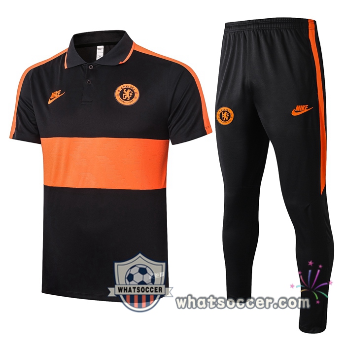 Training Polo Set FC Chelsea + Pants Orange 2020-2021