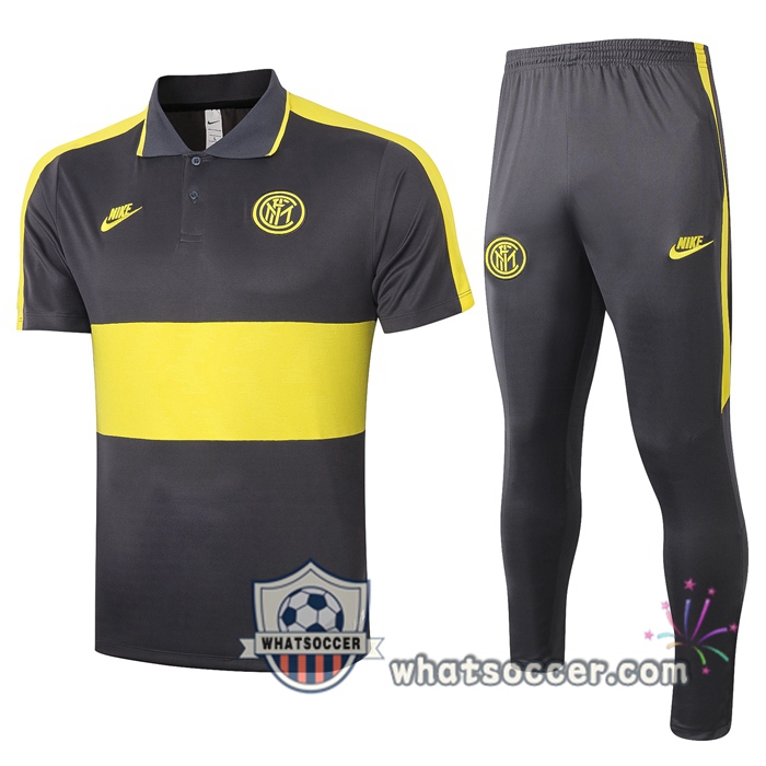 Training Polo Set Inter Milan + Pants Yellow 2020-2021