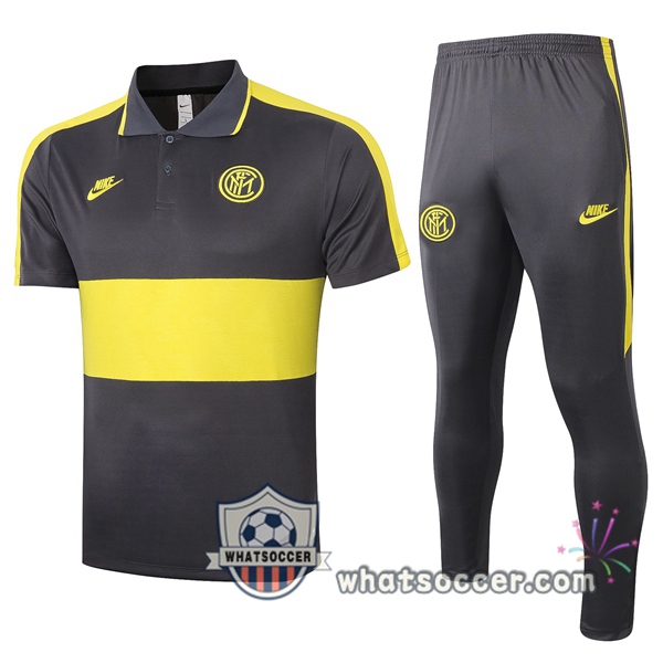 Training Polo Set Inter Milan + Pants Yellow 2020-2021