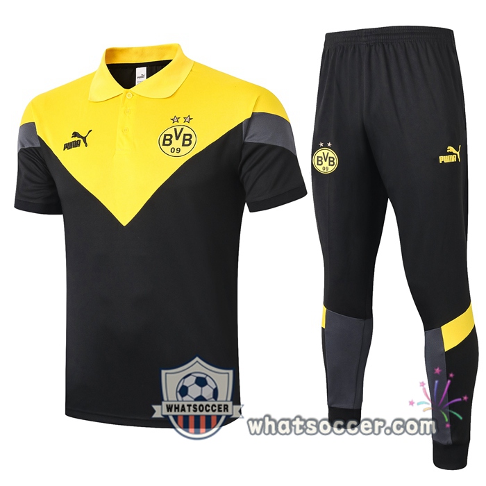 Training Polo Set Dortmund BVB + Pants Yellow Black 2020-2021