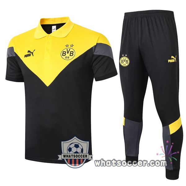 Training Polo Set Dortmund BVB + Pants Yellow Black 2020-2021