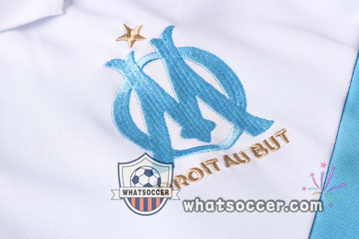 Training Polo Set Olympique de Marseille + Pants White Blue 2020-2021