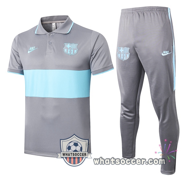 Training Polo Set FC Barcelona + Pants Gray Green 2020-2021