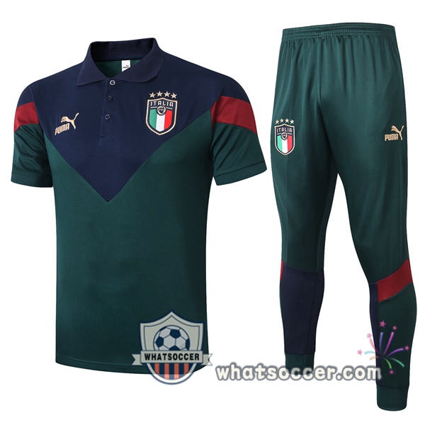 Training Polo Set Italy + Pants Green 2020-2021