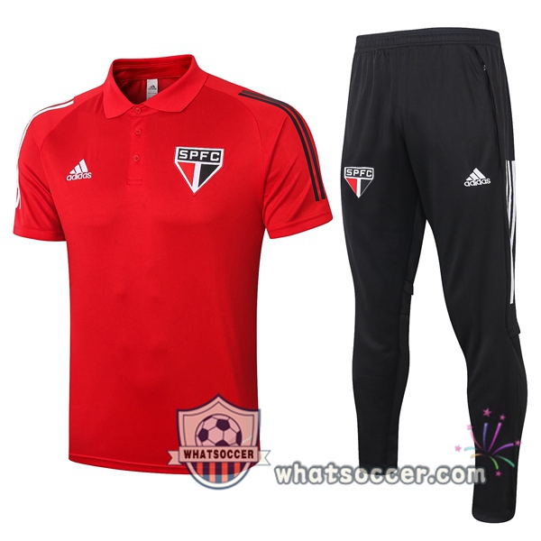 Training Polo Set Sao Paulo FC + Pants Red 2020-2021