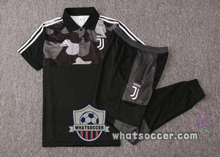 Training Polo Set Juventus + Pants Black White 2020-2021