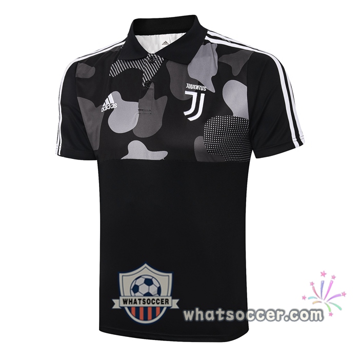 Training Polo Set Juventus + Pants Black White 2020-2021