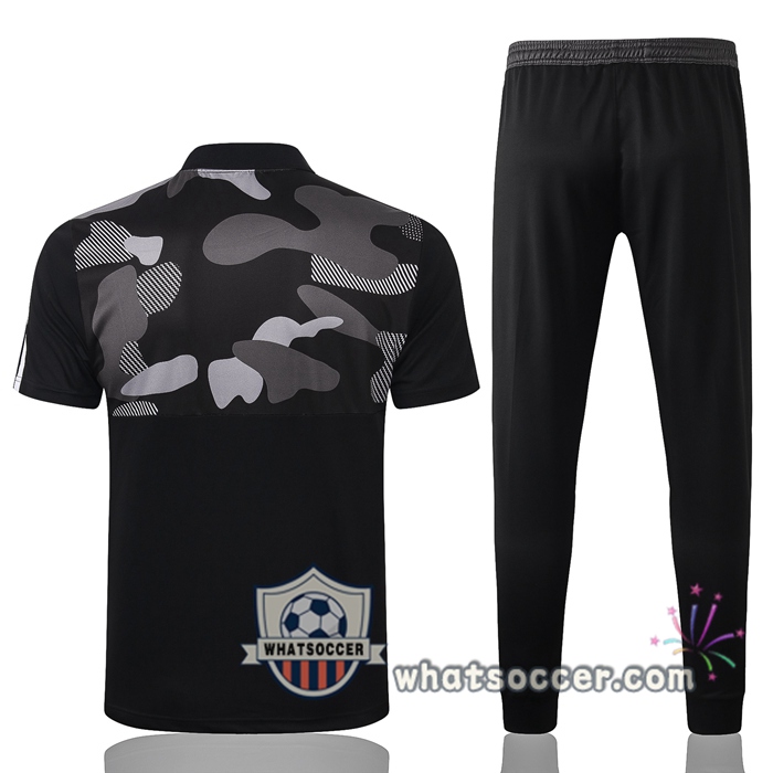Training Polo Set Juventus + Pants Black White 2020-2021