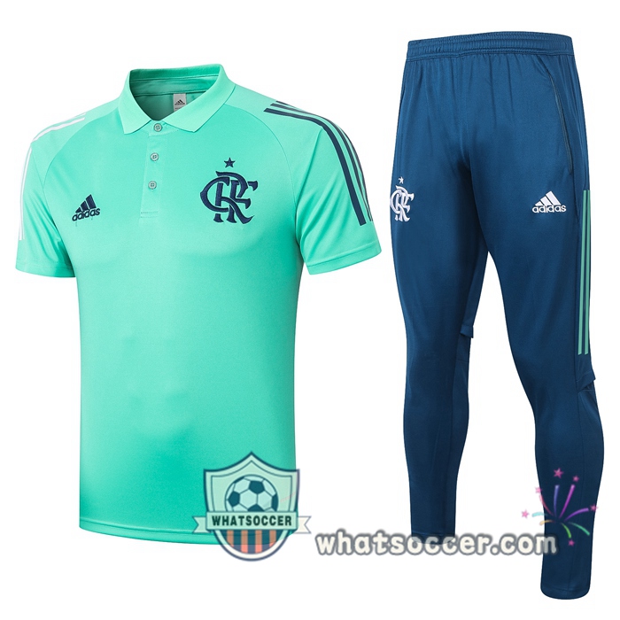 Training Polo Set Flamengo + Pants Green 2020-2021