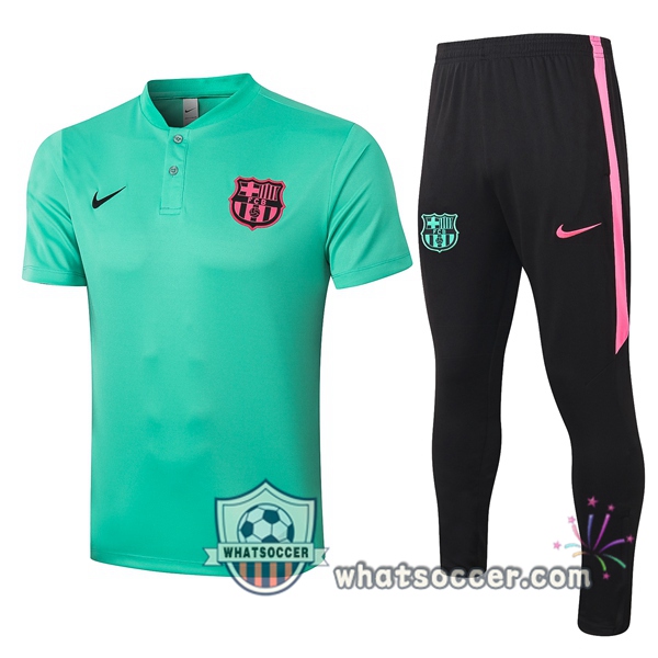 Training Polo Set FC Barcelona + Pants Green 2020-2021