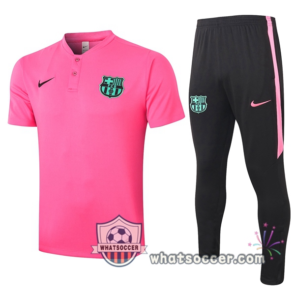 Training Polo Set FC Barcelona + Pants Rose 2020-2021