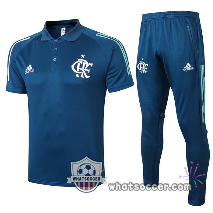 Training Polo Set Flamengo + Pants Blue Royal 2020-2021