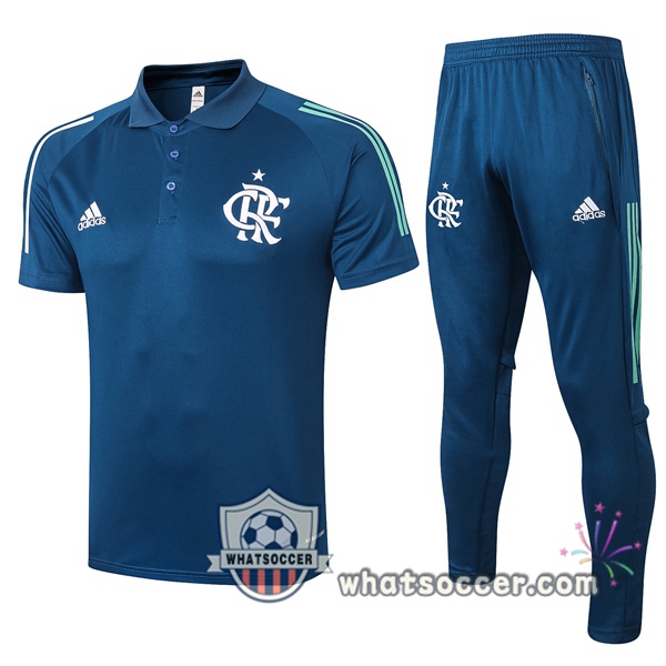 Training Polo Set Flamengo + Pants Blue Royal 2020-2021