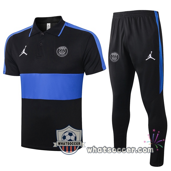Training Polo Set PSG Jordan + Pants Black Blue 2020-2021