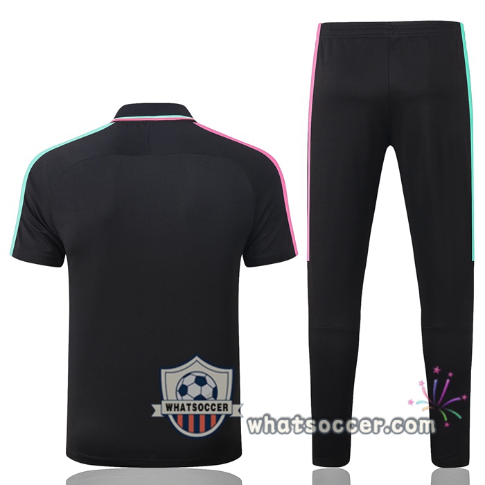 Training Polo Set FC Barcelona + Pants Black Green Rose 2020-2021