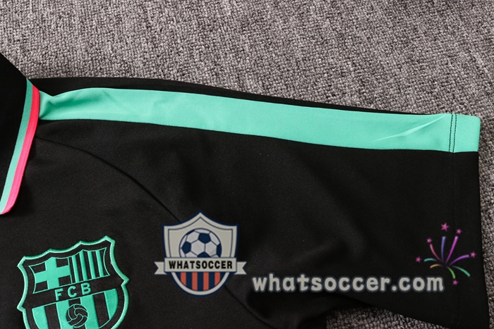 Training Polo Set FC Barcelona + Pants Black Green Rose 2020-2021