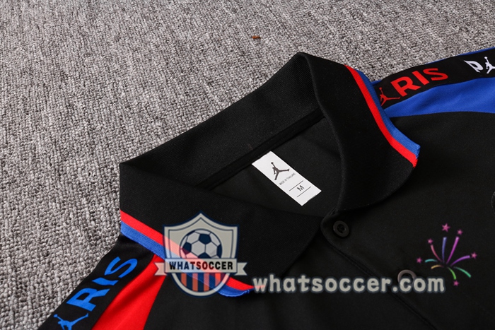 Training Polo Set Paris PSG Jordan + Pants Black Blue Red 2020-2021