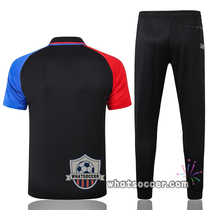 Training Polo Set Paris PSG Jordan + Pants Black Blue Red 2020-2021