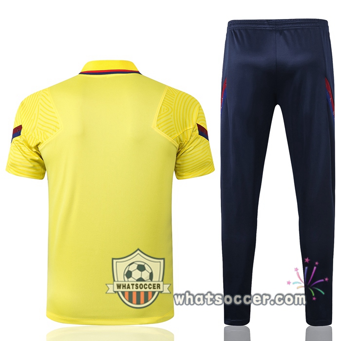 Training Polo Set FC Barcelona + Pants Yellow 2020-2021