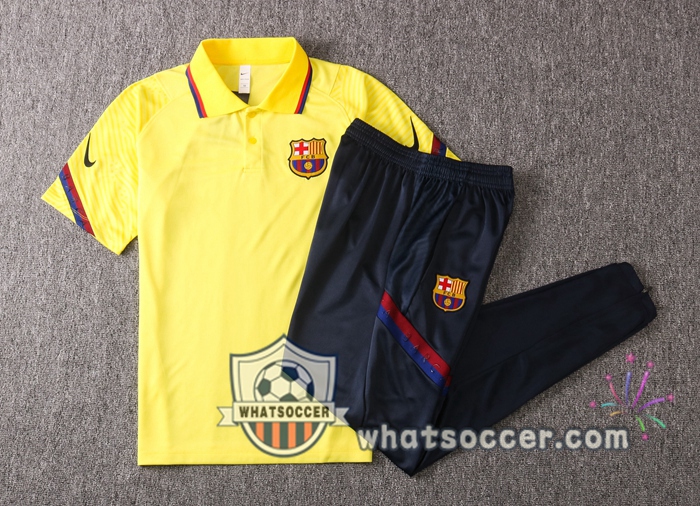Training Polo Set FC Barcelona + Pants Yellow 2020-2021