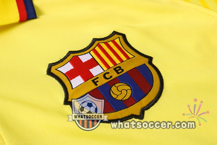 Training Polo Set FC Barcelona + Pants Yellow 2020-2021