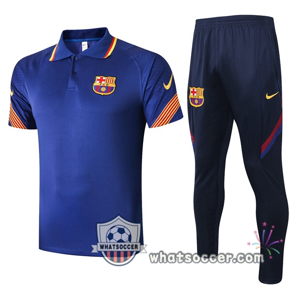 Training Polo Set FC Barcelona + Pants Blue 2020-2021