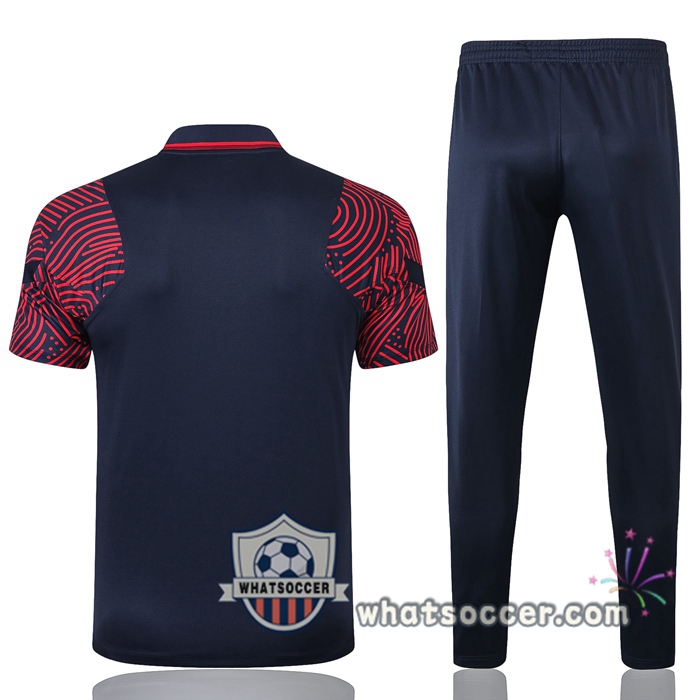 Training Polo Set Paris PSG + Pants Blue Royal 2020-2021