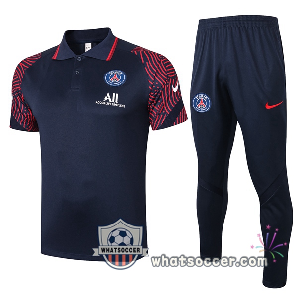 Training Polo Set Paris PSG + Pants Blue Royal 2020-2021