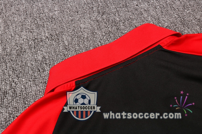Training Polo Set AC Milan + Pants Black Red 2020-2021