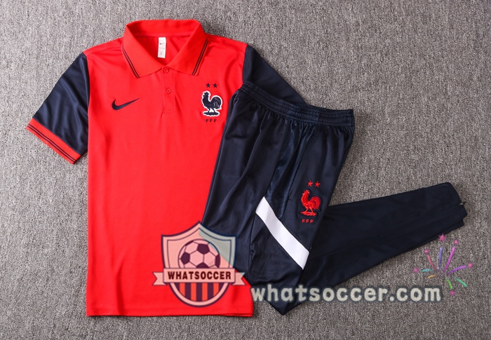 Training Polo Set France + Pants Red 2020-2021