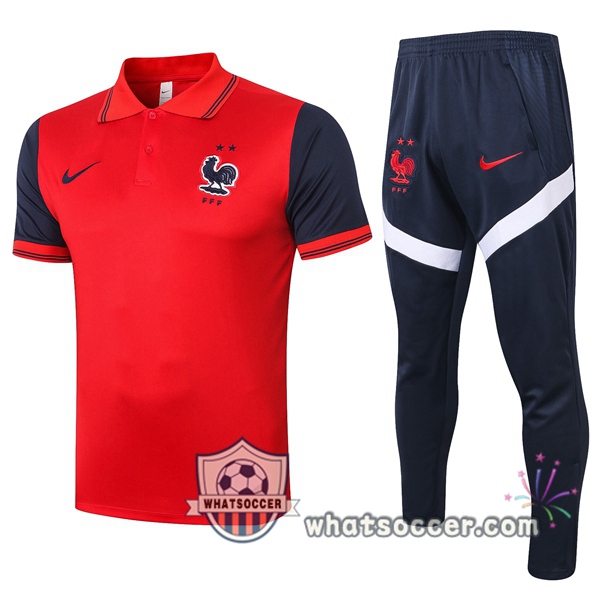 Training Polo Set France + Pants Red 2020-2021