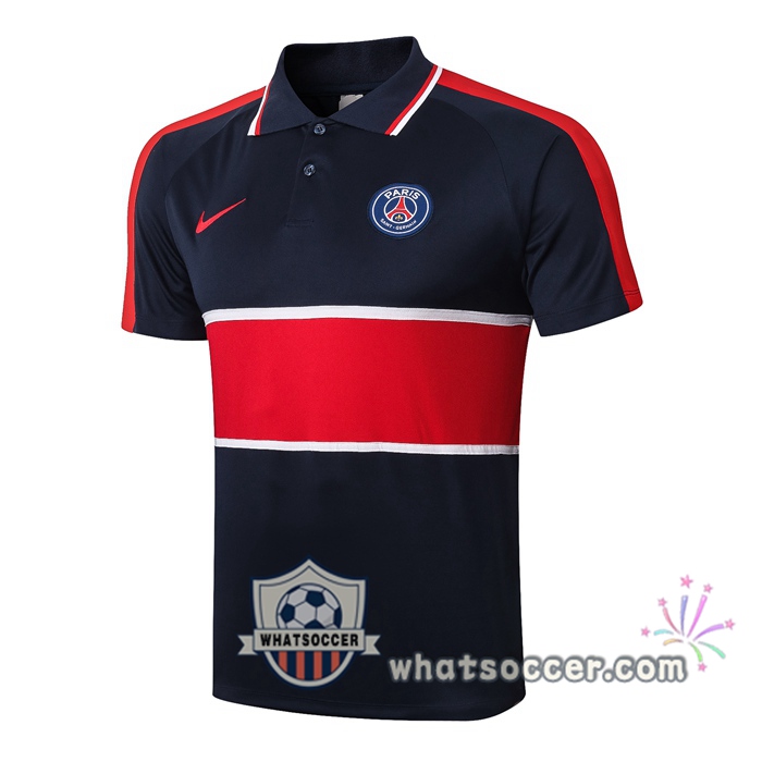 Training Polo Set Paris PSG + Pants Blue Royal Red 2020-2021