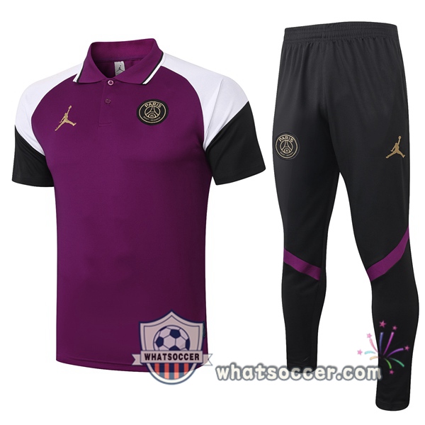 Training Polo Set Paris PSG Jordan + Pants Purple 2020-2021