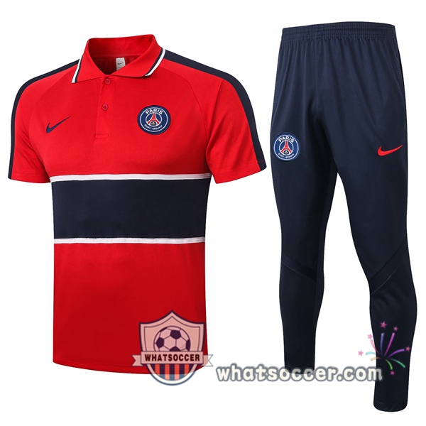 Training Polo Set Paris PSG + Pants Red 2020-2021