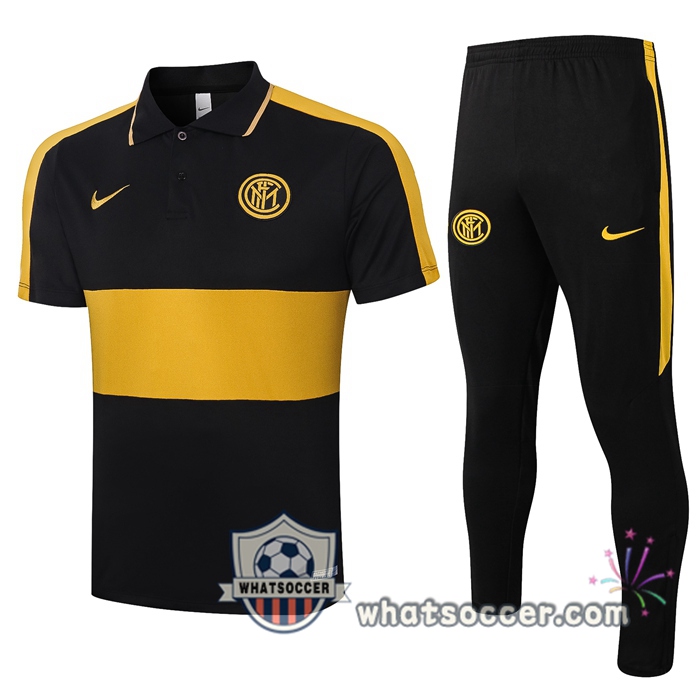 Training Polo Set Inter Milan + Pants Black Yellow 2020-2021