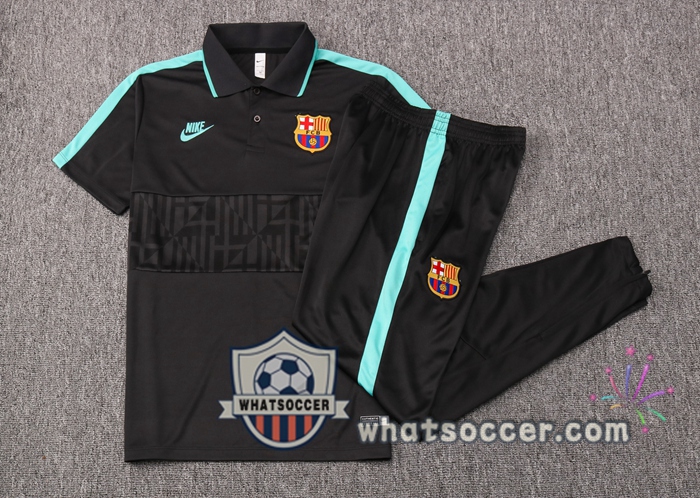 Training Polo Set FC Barcelona + Pants Black 2020-2021