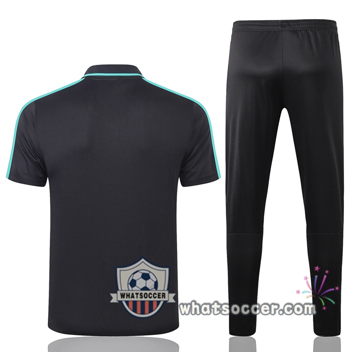 Training Polo Set FC Barcelona + Pants Black 2020-2021